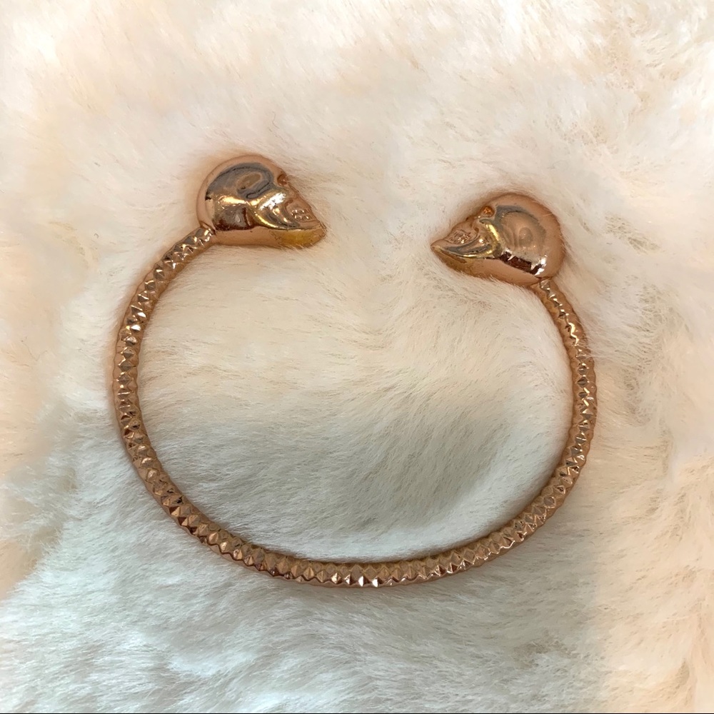 Alexander McQueen Twin Skull Bracelet Rose Gold